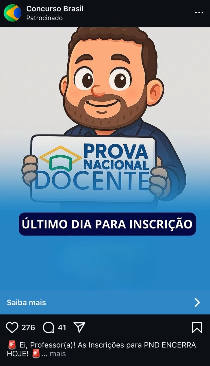 Publicação falsa da inscrição da PND 2025