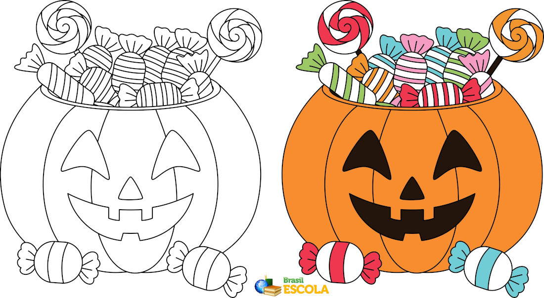 Desenho para colorir abóbora do halloween