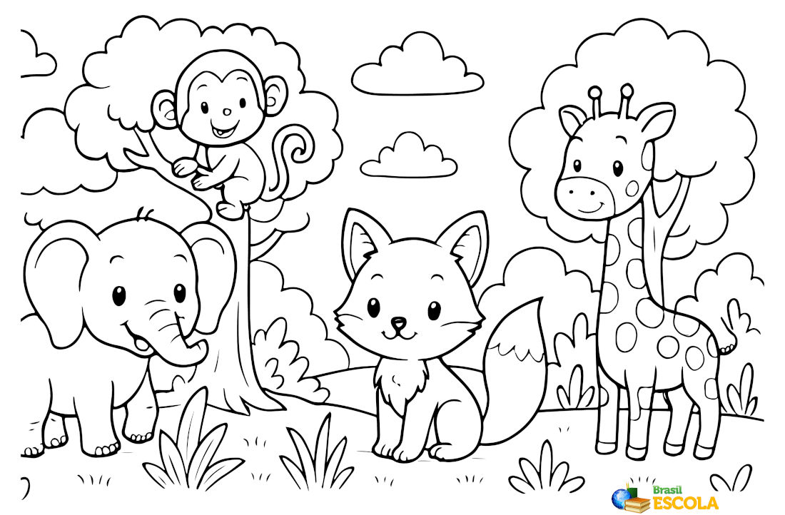 Desenhos para colorir Animais na floresta