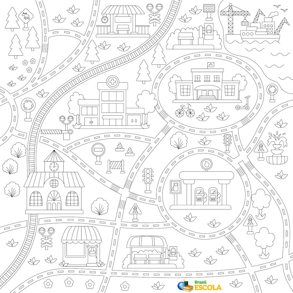 Desenhos para colorir A cidade e suas ruas