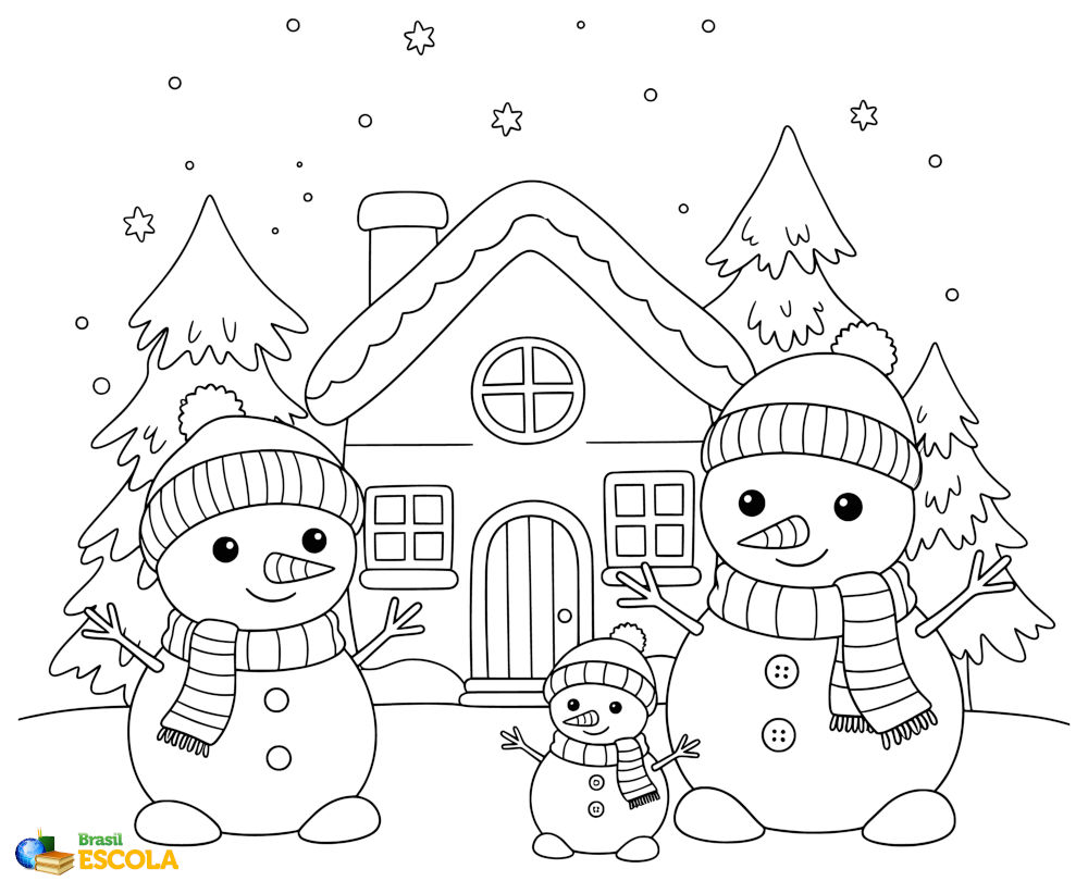 desenhos para colorir familia de boneco de neve