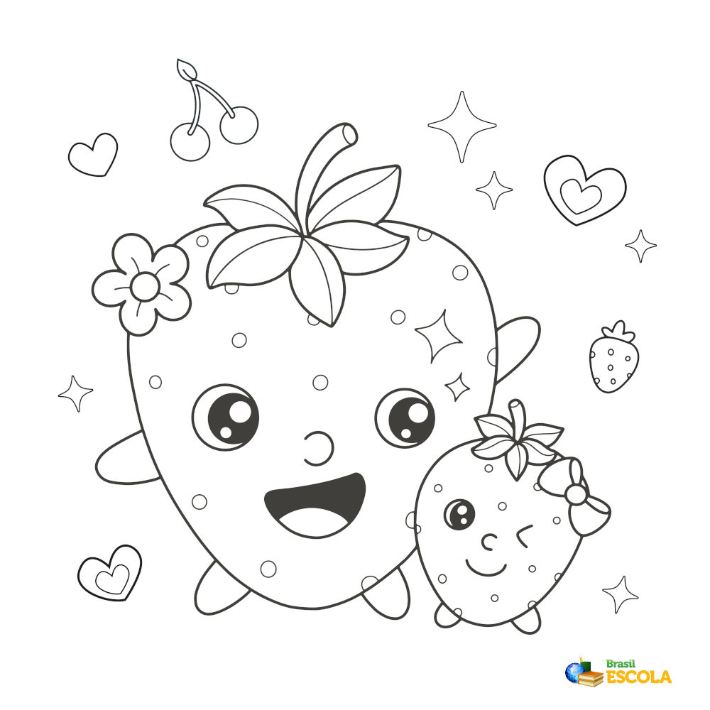 Desenho para colorir morangos