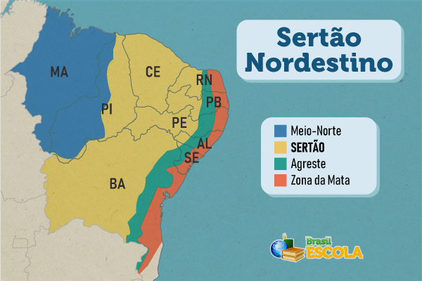 Mapa com a localização do Sertão nordestino. [imagem_principal]