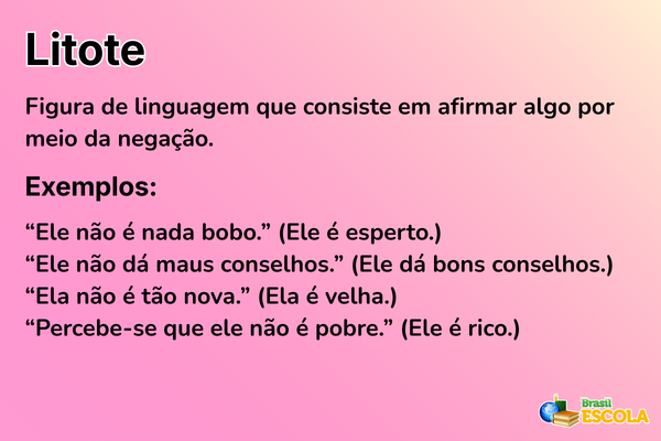 Conceito de litote e exemplos.
