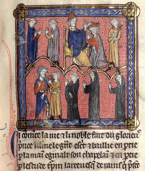 Representação medieval da deposição de Childerico III e da coroação de Pepino, o Breve, pelo papa Estêvão II.