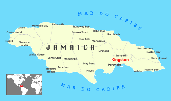 Mapa da Jamaica.