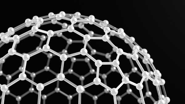 O C60, uma forma de fulereno conhecida como “buckyball”.