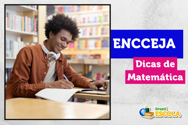 Foto de mulher estudando em biblioteca. Texto na imagem: "Dicas de Matemática para o Encceja".