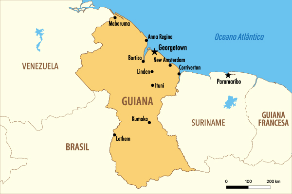 Mapa da Guiana.