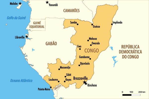 Mapa do Congo (República do Congo).