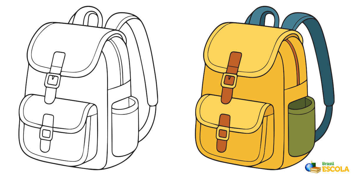 desenho de uma mochila escolar para pintar