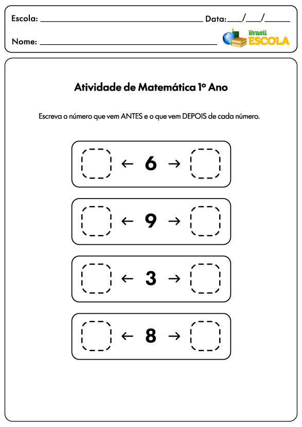 Atividades de Matemática para o 1º ano do Ensino Fundamental.