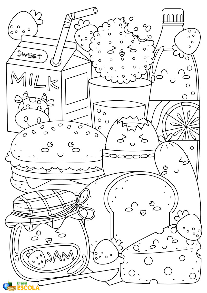 desenho de lanches gostosos para pintar