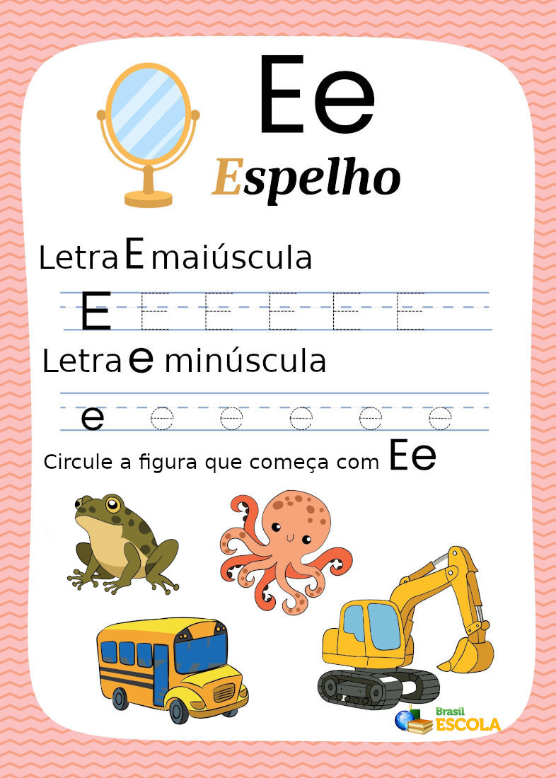 caligrafia da letra e para imprimir