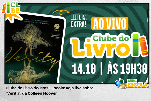 Imagem da transmissão do Clube do Livro do Brasil Escola sobre Verity