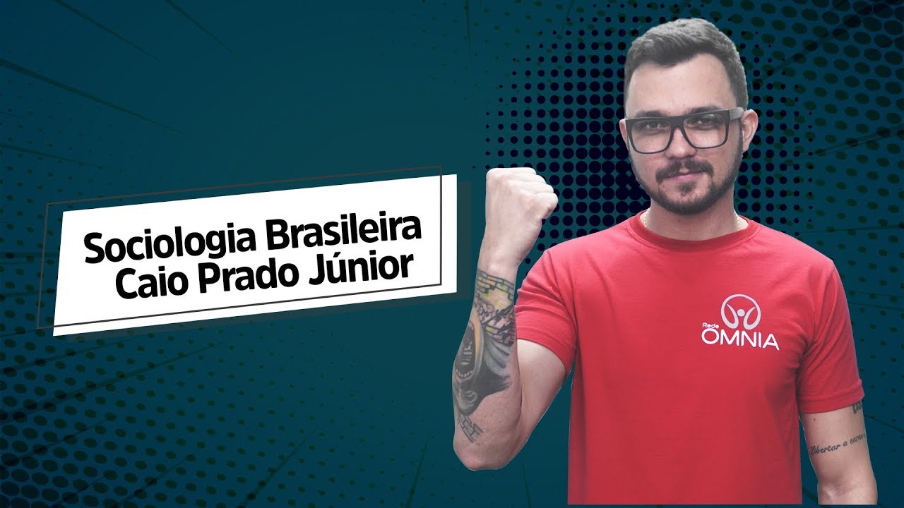 "Caio Prado Júnior | Sociologia Brasileira" escrito sobre fundo verde ao lado da imagem do professor