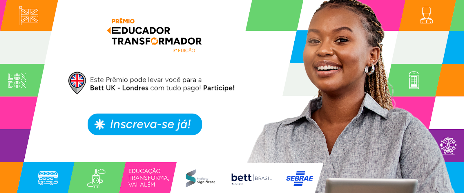 Banner de divulgação do Prêmio Educador Transformador 2025