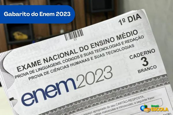 Caderno de provas do Enem, texto Gabarito do Enem 2023