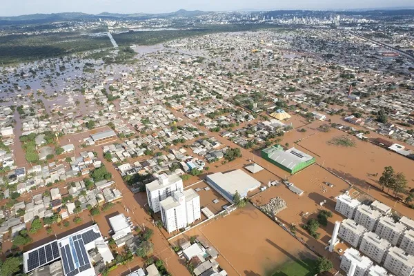 Cidade de São Leopoldo e Novo Hamburgo alagadas pelas chuvas no Rio Grande do Sul