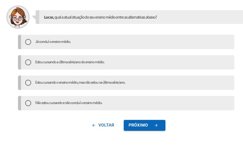 Página do participante do Enem