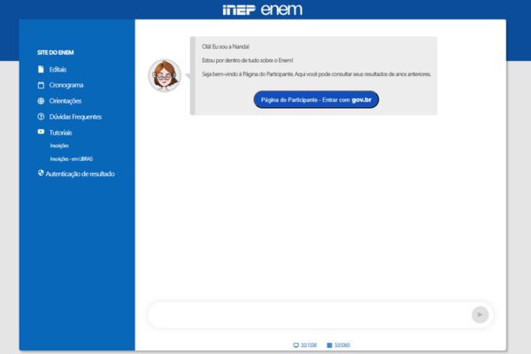 captura de tela da Página do participante