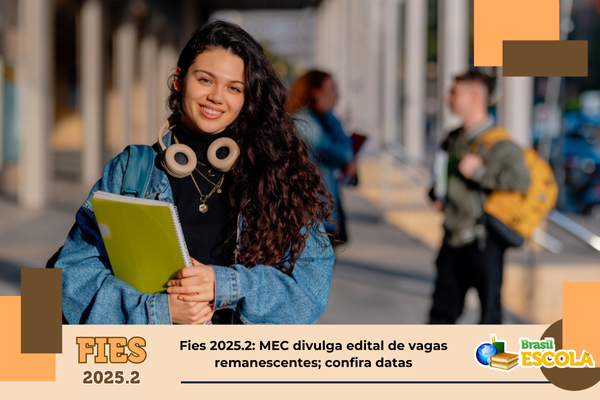 Fies 2025.2 vagas remenescentes Estudante em universidade. Texto: título da imagem.