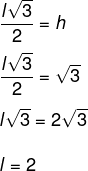 Cálculo de medida de lado com fórmula da altura de um triângulo equilátero