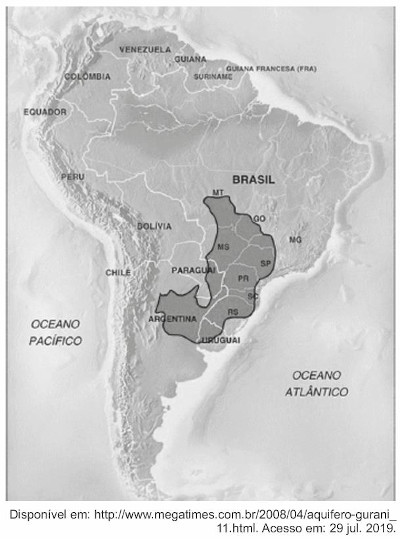Mapa da América do Sul com região destacada