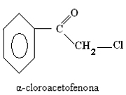 Estrutura da α-cloroacetofenona usada como gás lacrimogêneo