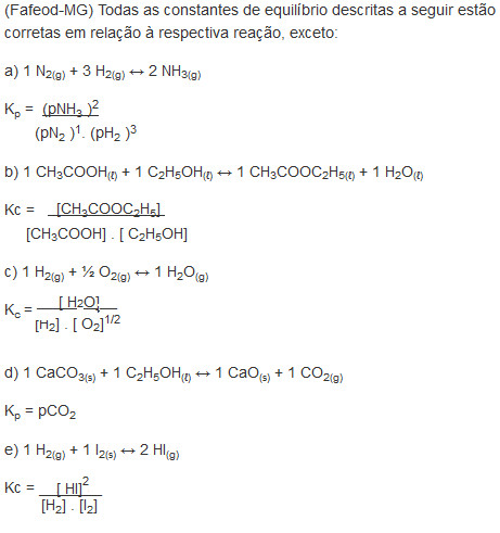 Exercicios Sobre Constantes De Equilibrio Kc E Kp Brasil Escola