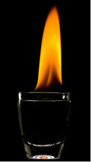 Álcool pegando fogo – reação de combustão