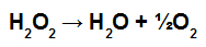 Equação da decomposição do peróxido de hidrogênio