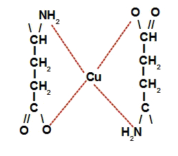 Representação da estrutura do complexo de cobre e glutamato