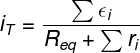 Req — Resistência equivalente do circuito (Ω)