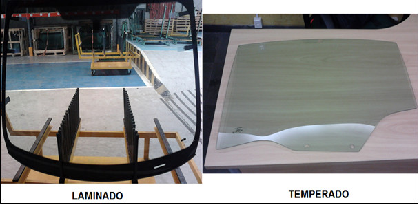  A figura 6 ilustra os modelos de vidros laminados e temperados: