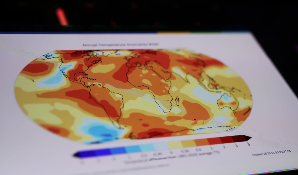 Mapa do estado do aquecimento global da Organização Meteorológica Mundial.