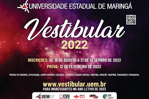 Banner de informações sobre o Vestibular 2022 da UEM