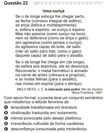 Questão sobre o poema de João Cabral de Mello Neto que caiu no Enem