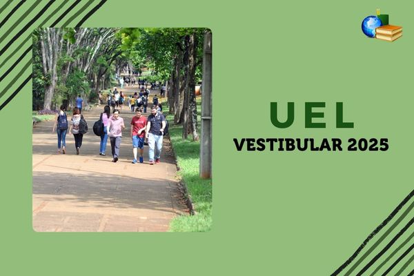 Foto do campus da UEL ao lado do texto "UEL Vestibular 2024"