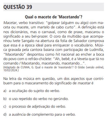 Questão sobre a música de Ivete Sangalo e Ludmilla no vestibular da Unicamp