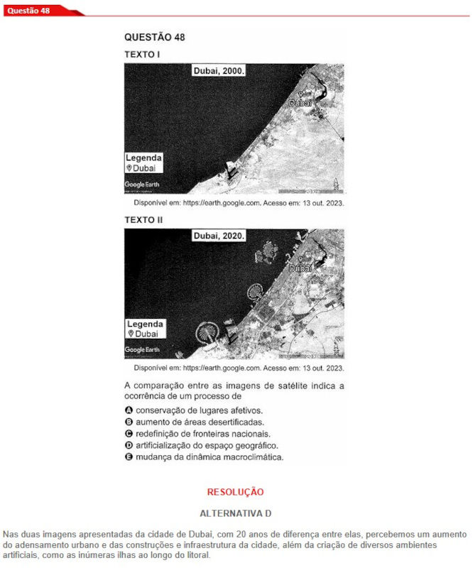 Questão 48 prova amarela Enem 2024