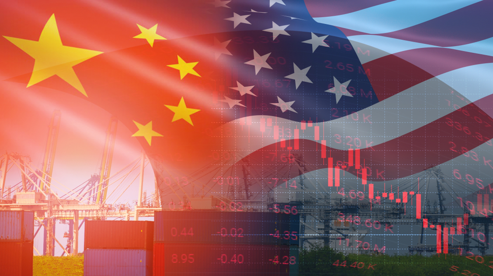 Bandeira China e Estados Unidos