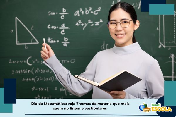Dia da Matemática - Temas que mais caem no Enem e vestibulares Estudante com características orientais em frente a um quadro com cálculos matemáticos