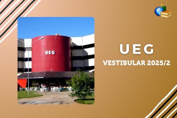 Campus da UEG. Texto na imagem: UEG Vestibular de medicina 2025.