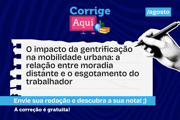 Folha de papel mostra tema de redação de agosto do Corrige Aqui sobre validação no ambiente digital